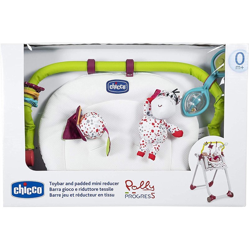Chicco Trousse 0+; Ensemble composé d'une barre de jeu et d'un réducteur textile, adapté aux chaises hautes Chicco Polly Progres