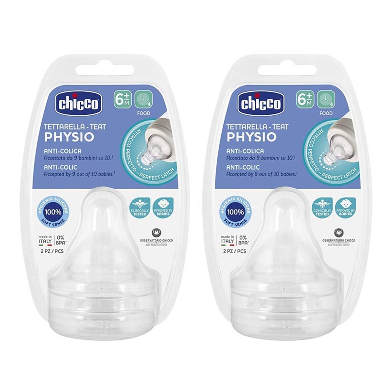Chicco Perfect-5 Lot de 4 tétines Soft Sense en silicone Taille X Food Brei 6 mois