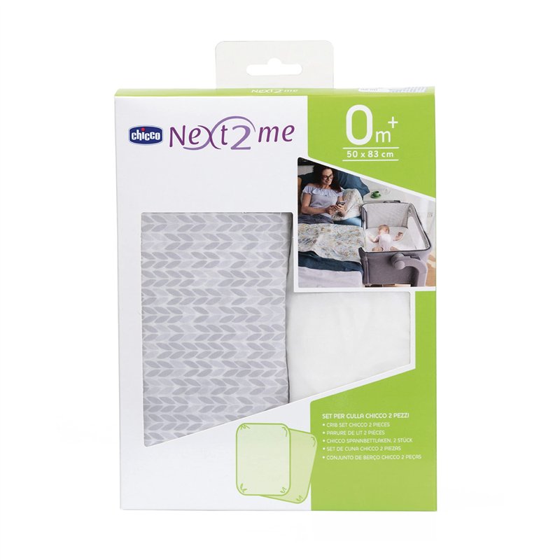 Chicco Draps Housses Chicco avec Coins Élastiques Compatible Next2Me, 2 Pièces, 50 x 83 cm, 100 pourcentage Coton, 2 Draps Houss