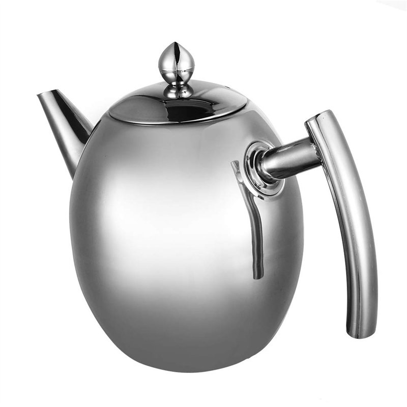 wosume Bouilloire, Pichet à Eau Pratique Théière en Acier Inoxydable avec Filtre Épaissie à Fond Plat Théière Cafetière, Pas de