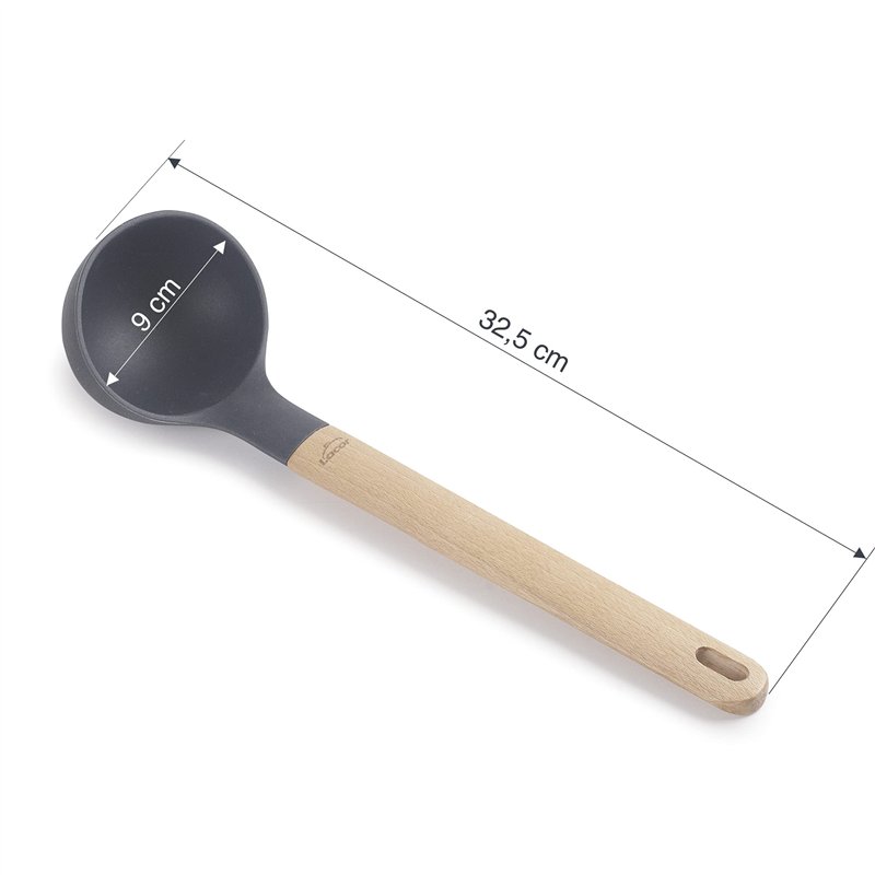 Image secondaire de LACOR 68187 Louche de Service en Silicone avec Manche en Bois de hêtre, résistante aux Hautes températures, sans BPA, Longueur 3