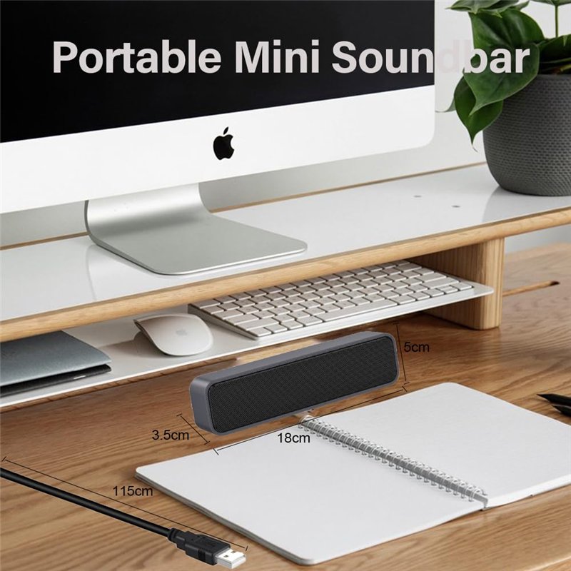 Image secondaire de ADELGO Haut-Parleur d'ordinateur, Haut-Parleur alimenté par USB pour Ordinateur de Bureau, PC Windows, Ordinateur Portable. Mini