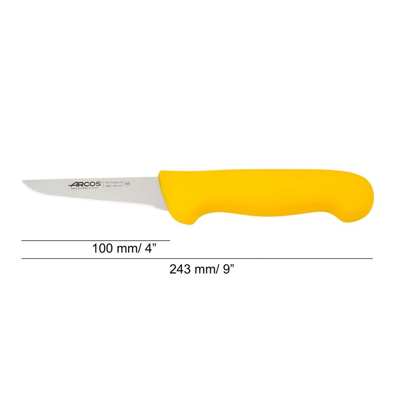 Image secondaire de Arcos Séries 2900 - Couteau à Désosser - Lame Acier Inoxydable Nitrum 100 mm - Manche Polypropylène Couleur Jaune