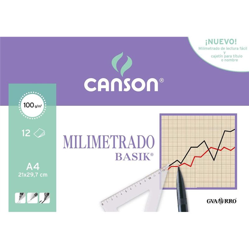 Canson 406323 Papier millimétré 12 pages