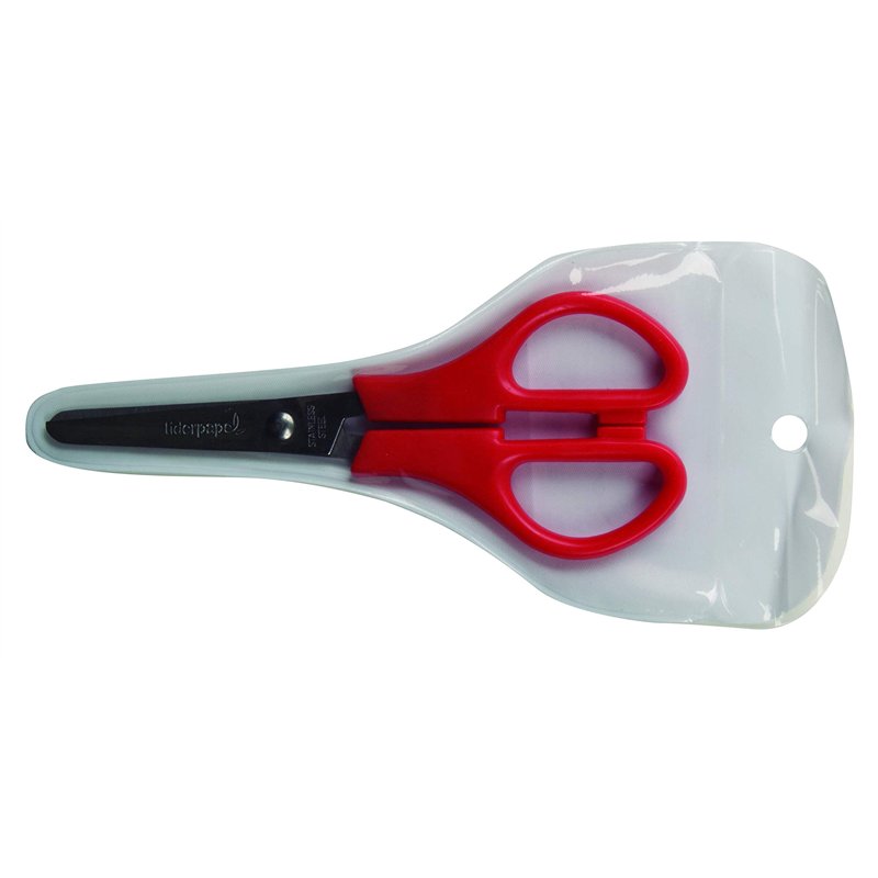 Image secondaire de Liderpapel 918626 Ciseaux 5-8 Ans Économique Pointes Arrondies Anti-Coupe Lame Acier Inoxydable 14 cm Étui Couleurs Assorties