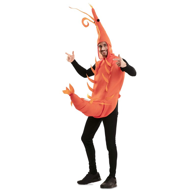 EUROCARNAVALES Deguisement de crevette adulte taille M/L, costume de crevette pour adulte, combinaison capuche, pour Halloween,