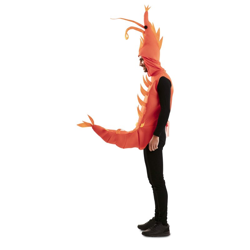 Image secondaire de EUROCARNAVALES Deguisement de crevette adulte taille M/L, costume de crevette pour adulte, combinaison capuche, pour Halloween,