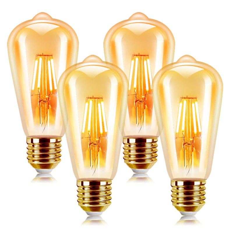 EXTRASTAR E27 Ampoule LED Vintage 4 Pack Edison Style Retro 6W Antique Lampe décorative Blanc Chaud 2200K 600LM Non-Dimmable, Lo