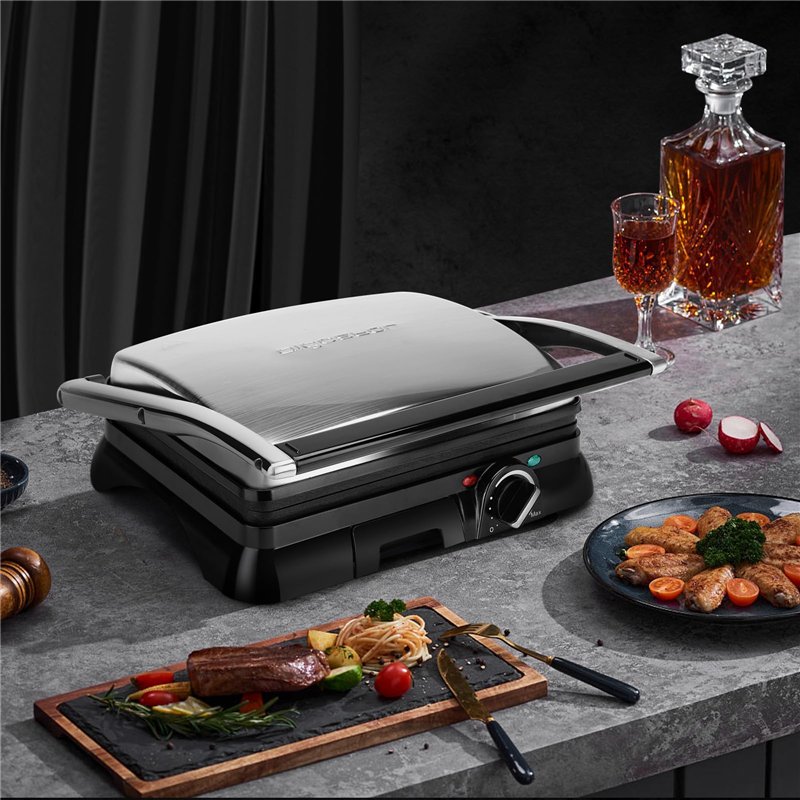 Image secondaire de Aigostar Gril viande et panini multifonction, 2000W, Appareil paninis,Plaques antiadhésives et ouverture à 180º, Bac à graisse a