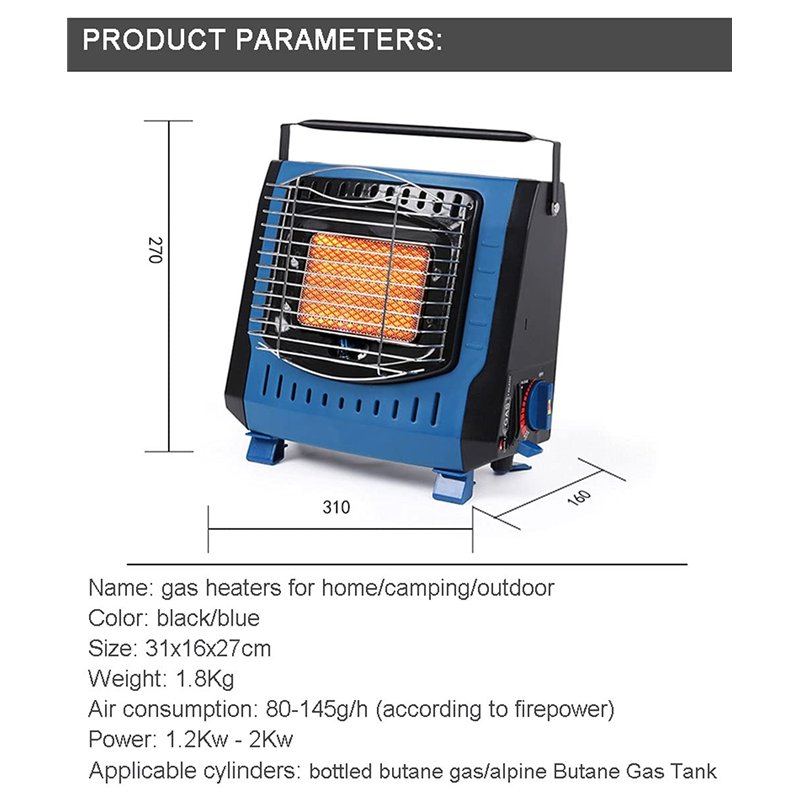 Image secondaire de Aocet Chauffage à Gaz en Céramique, Chauffage de Camping Tente Extérieur Portable, Chauffe-Compact Gaz Mobile pour Camping Pêche