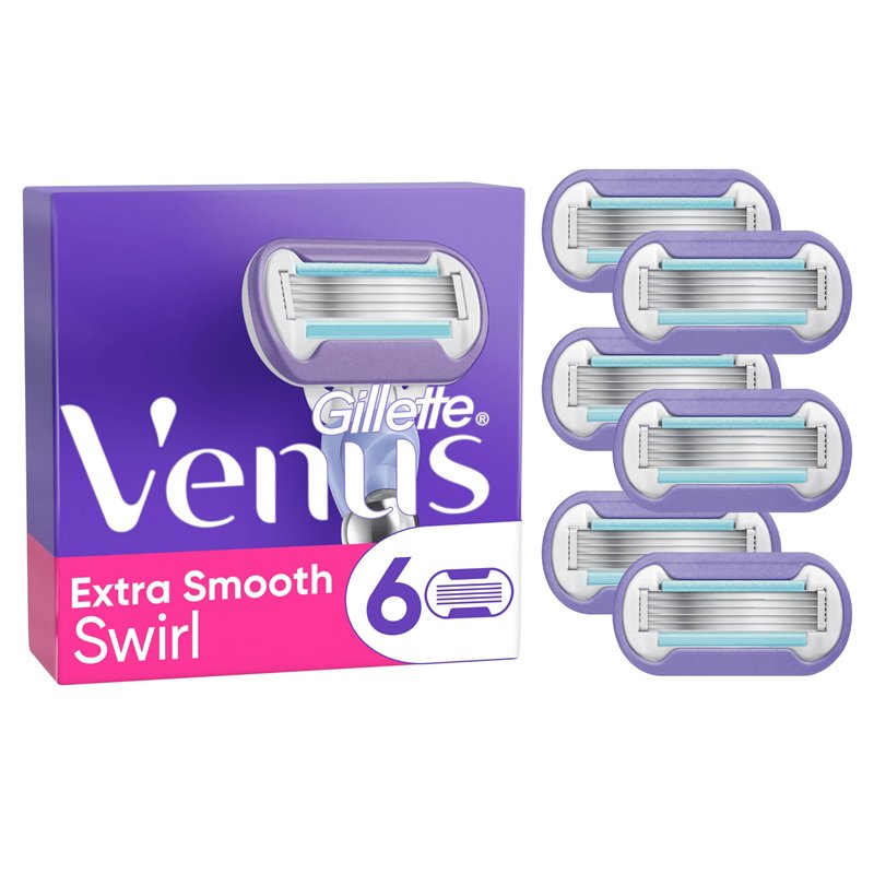 Gillette Venus Lot De 6 Recharges De Rasoir Pour Femmes Extra Smooth Swirl, AUTHENTIQUES, Cartouches A 5 Lames Pour Un Rasage Do