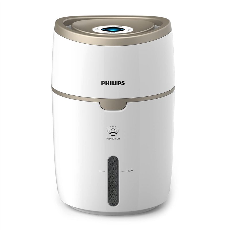 Philips Séries 2000 Humidificateur d'Air - Humidificateur Pièce 44m², NanoCloud, 2 Vitesses, Mode Veille, Réservoir 4L (HU4816/1)