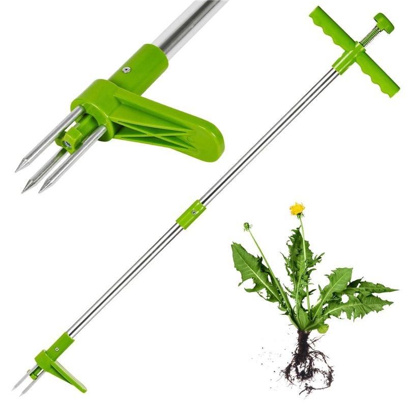 GEEZY Désherbeur de Mauvaises Herbes en Acier - Outil de Jardinage à Main, Vert