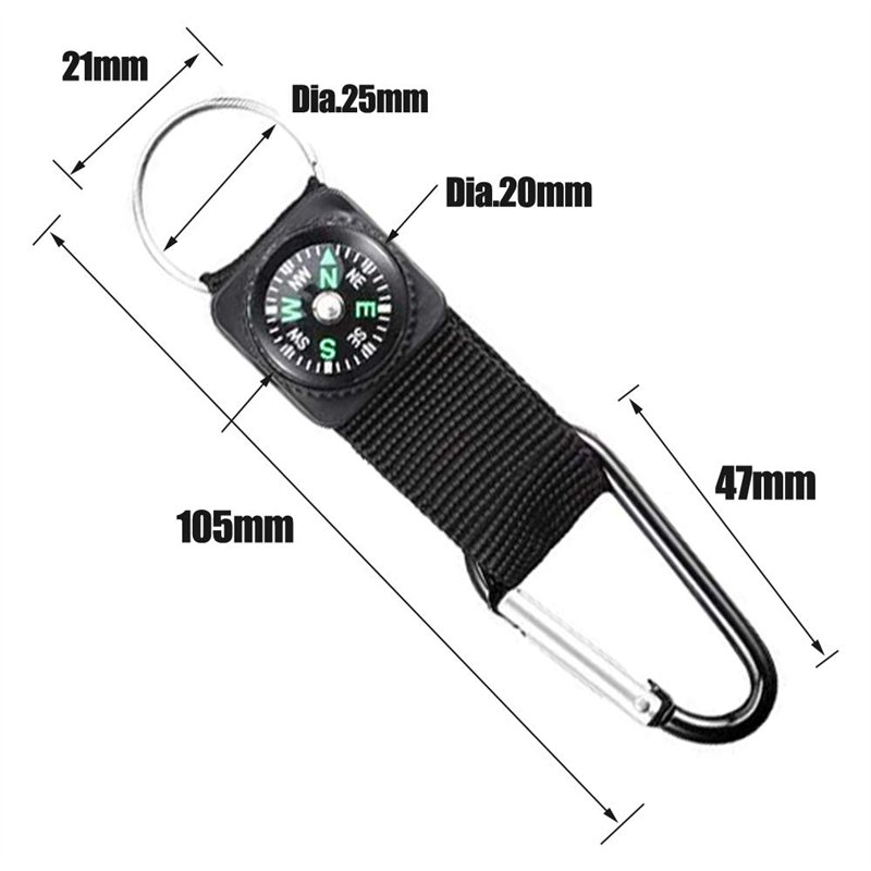 Image secondaire de 10 Pièces Boussole Porte-Clés,Boussole Mousqueton Camping Escalade Randonnée Mini Carabiner avec Porte-Clés Boussole pour Sports