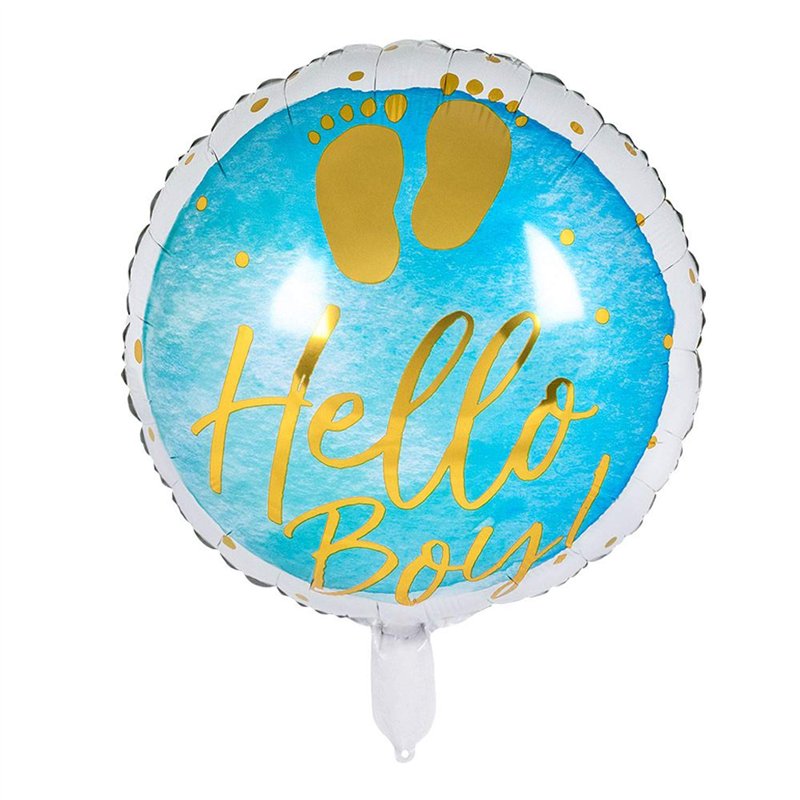 Boland 53241 - Ballon gonflable Hello Boy - Diamètre : 45 cm - À remplir - À l'hélium - Pour fête prénatale, naissance, garçon