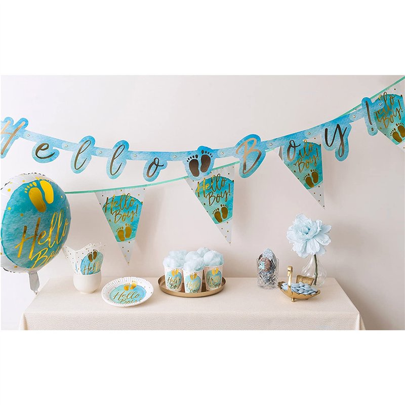 Image secondaire de Boland 53241 - Ballon gonflable Hello Boy - Diamètre : 45 cm - À remplir - À l'hélium - Pour fête prénatale, naissance, garçon