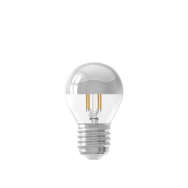 Calex LED plein verre Miroir de tête Filament Lampe à billes 220-240V 4W 310lm E27 P45, Chrome 2700K CRI80 Dimmable