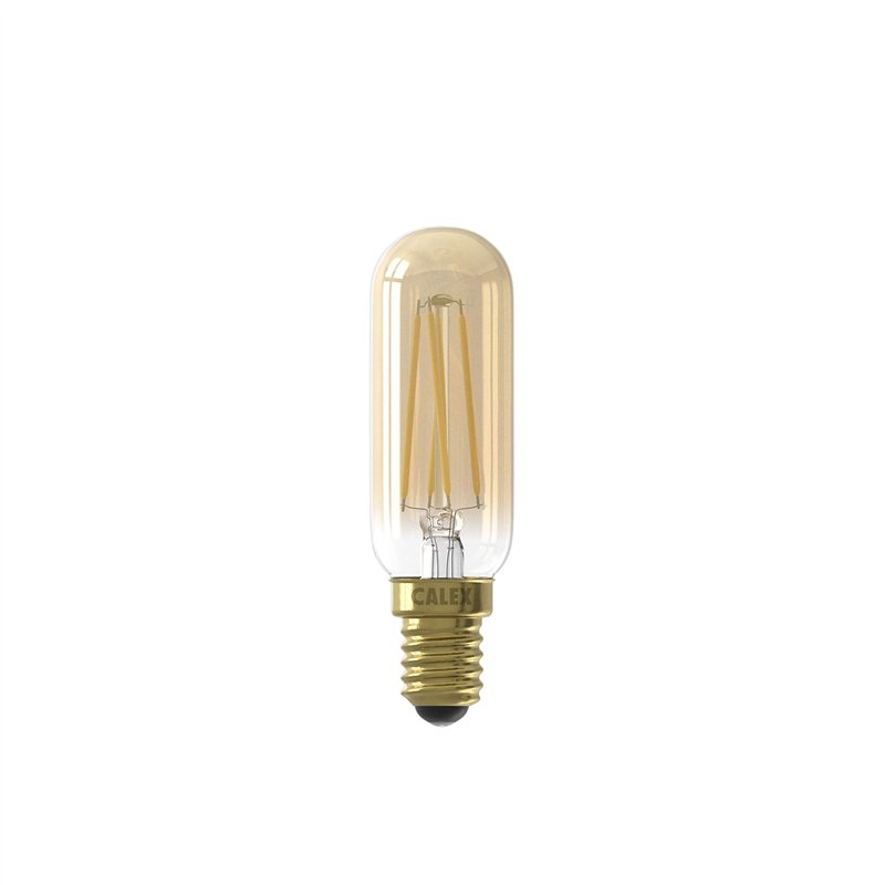 CALEX 220-240 V 3,5 W 270 lumens E14 T25 x 85 2100 K Intensité variable LED filament en verre complet, lampe modèle de tube doré