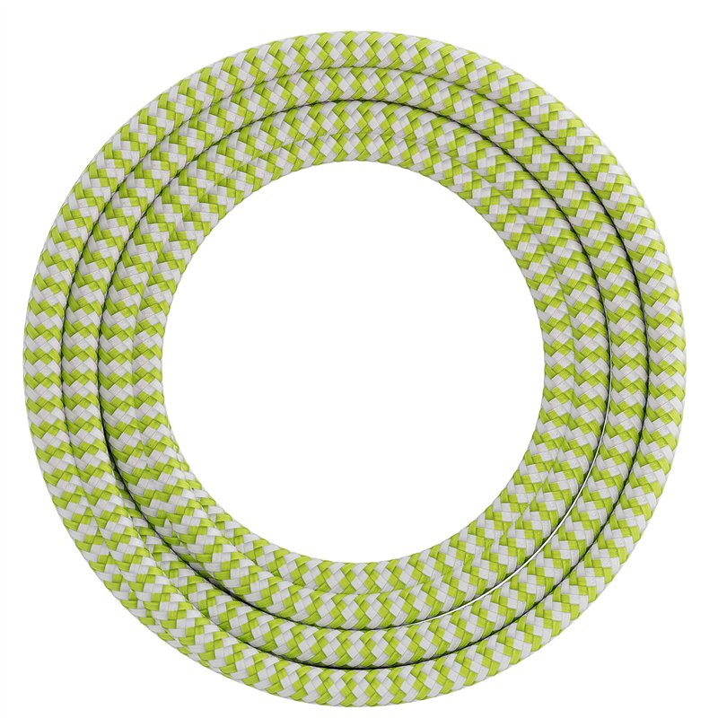 Calex 60 W 250 V - Cordon enroulé en tissu - Vert citron et blanc - Longueur : 3 m