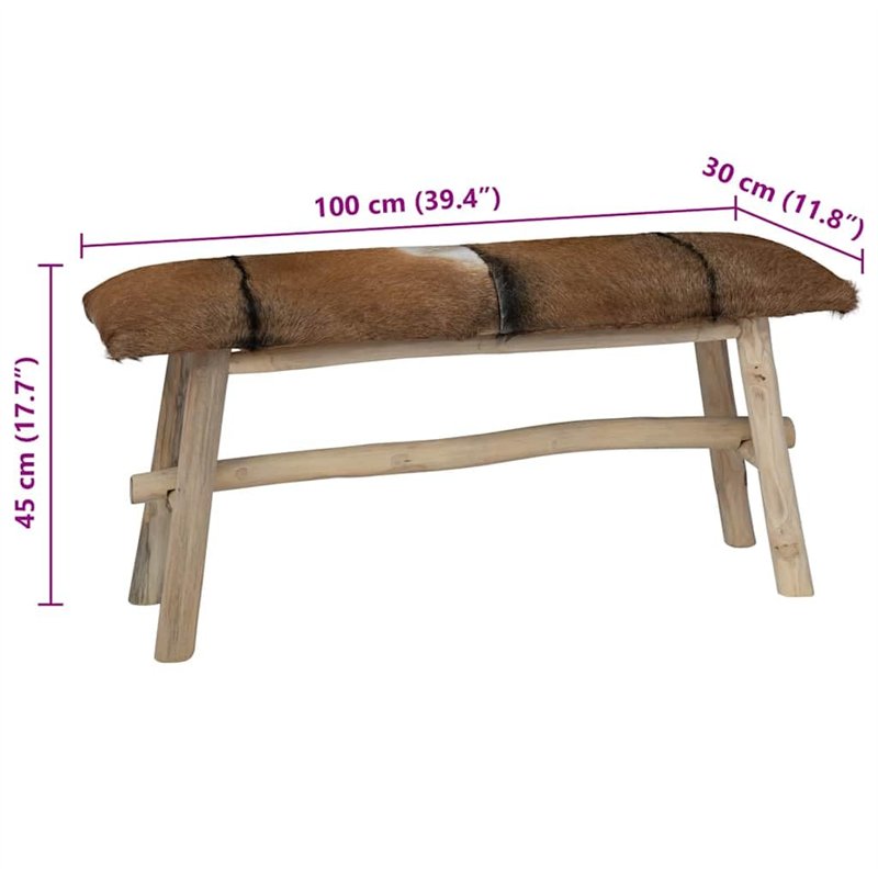 Image secondaire de vidaXL Teck Banc d'Entrée Banquette de Couloir Meuble de Salon Banquette de Salon Banquette de Salle de Séjour Maison Intérieur