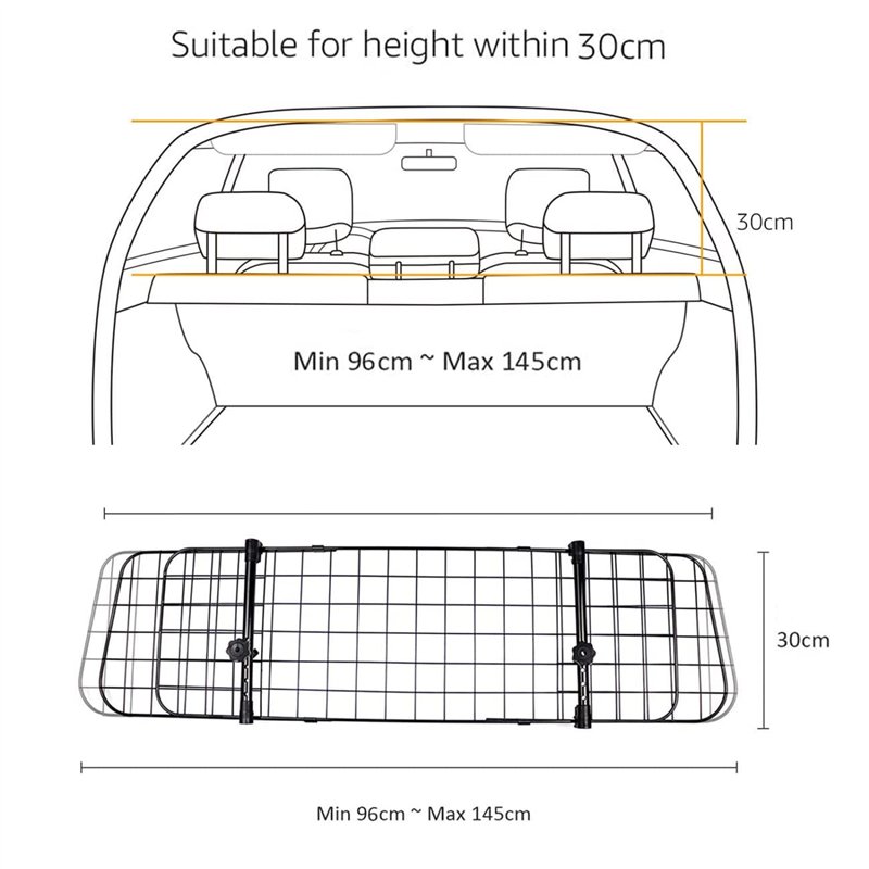 Image secondaire de Nobleza - Clôture de Voiture pour Protéger Les Animaux Domestiques,Barrière de Voiture Universelle Extensible Barrière de Sécuri