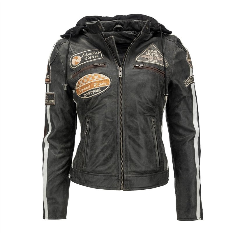 Urban Leather Mixte Leren Bikerjack 58 Urban vestes pour femme, Breaker, L EU