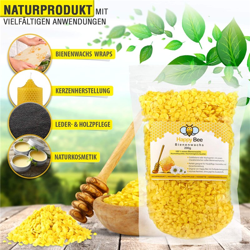 Image secondaire de 100% Pure Cire d’abeille Pastilles - 200 g - Parfait pour les cosmétiques et la fabrication de bougies