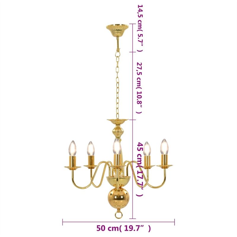 Image secondaire de vidaXL Lustre 5 Ampoules Plafonnier Lampe Suspendue Luminaire Eclairage Salon Salle de Séjour Salle à Manger Chambre à Coucher M