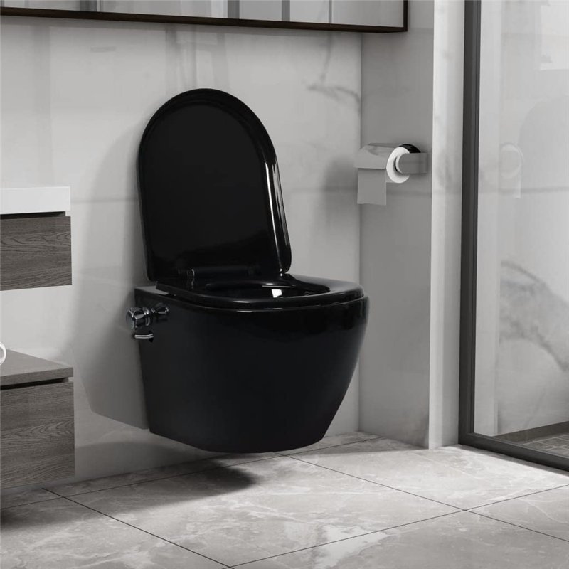 Image secondaire de Wand-WC ohne Spülrand mit Bidet-Funktion Keramik Schwarz