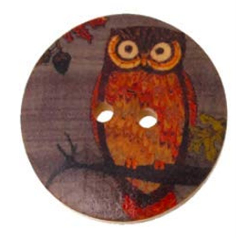Image secondaire de Handarbeit-Lieblingsladen Lot de 15 boutons à coudre en bois en forme de hibou Marron Diamètre 3 cm