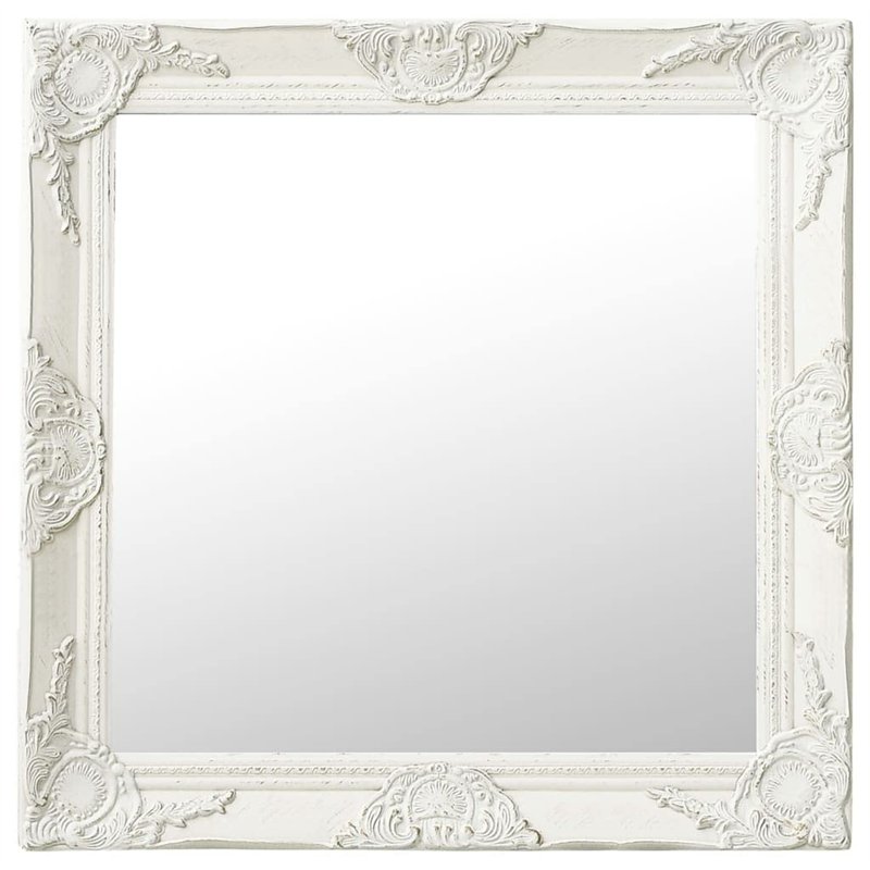 vidaXL Miroir Mural Style Baroque Blanc 60 x 60 cm