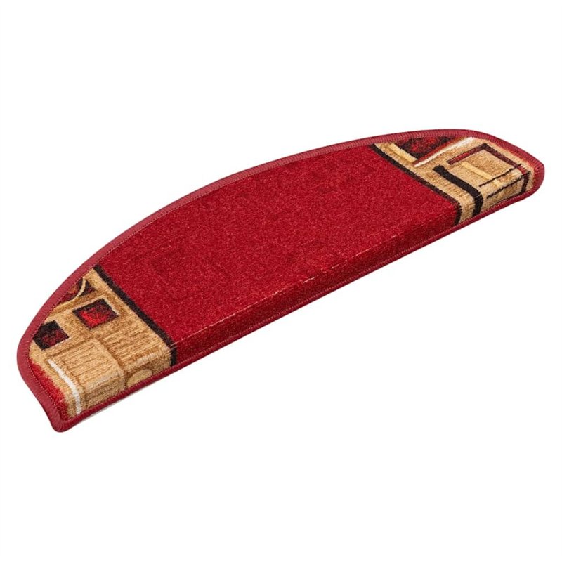 vidaXL 15x Tapis d'Escalier Autocollants Protecteur d'Escalier Moquette d'Escalier Tapis de Marches Maison Antidérapant Rouge 65