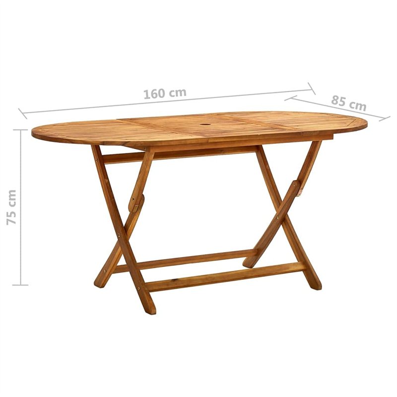 Image secondaire de vidaXL Table de Jardin Pliable 160x85x75 cm Bois d'acacia Massif