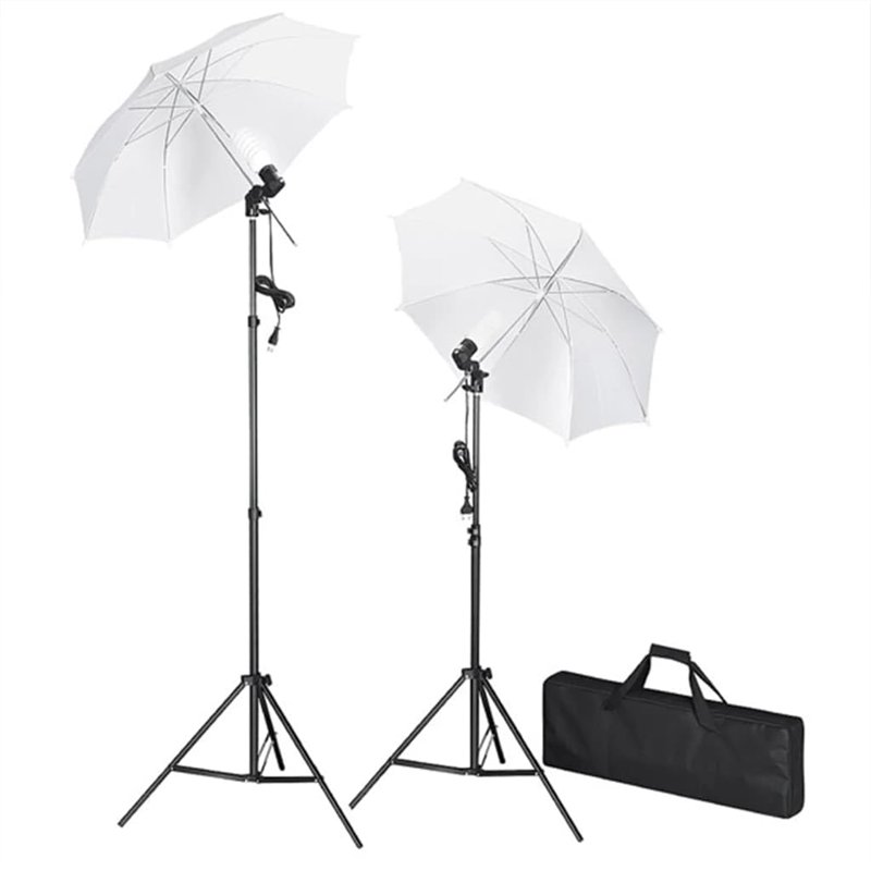 Image secondaire de vidaXL Kit de Studio Photo avec Lampes Toile de Fond et Réflecteur Lumière de Studio Photographie Kit d'Eclairage Système de Toi