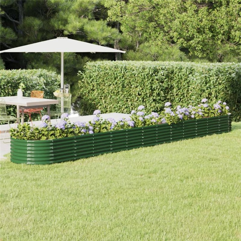 Image secondaire de vidaXL Jardinière en acier revêtu par pulvérisation Vert 512 x 80 x 36 cm