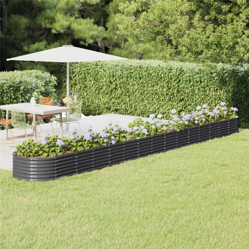 Image secondaire de vidaXL Jardinière surélevée en acier avec revêtement en poudre, Jardiniere sur pieds pour balcon, terrasse, 620 x 80 x 36 cm, anthracite