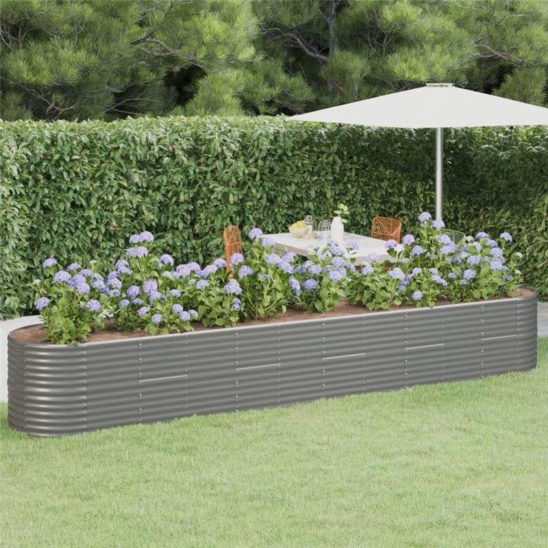 Image secondaire de Lit surélevé de jardin Acier enduit de poudre 440x80x68 cm gris