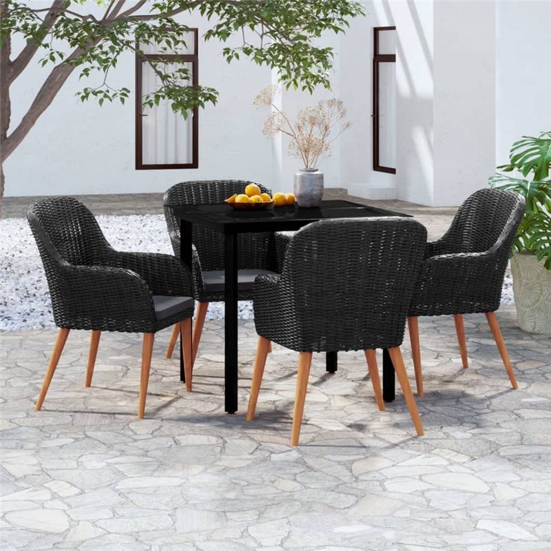 Image secondaire de vidaXL Mobilier de Salle à Manger de Jardin avec Coussins 5 pcs Mobilier à Dîner Table et Chaises de Repas Meubles de Terrasse P