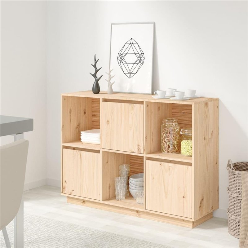 Image secondaire de vidaXL Buffet en pin massif 110,5 x 35,1 x 80 cm