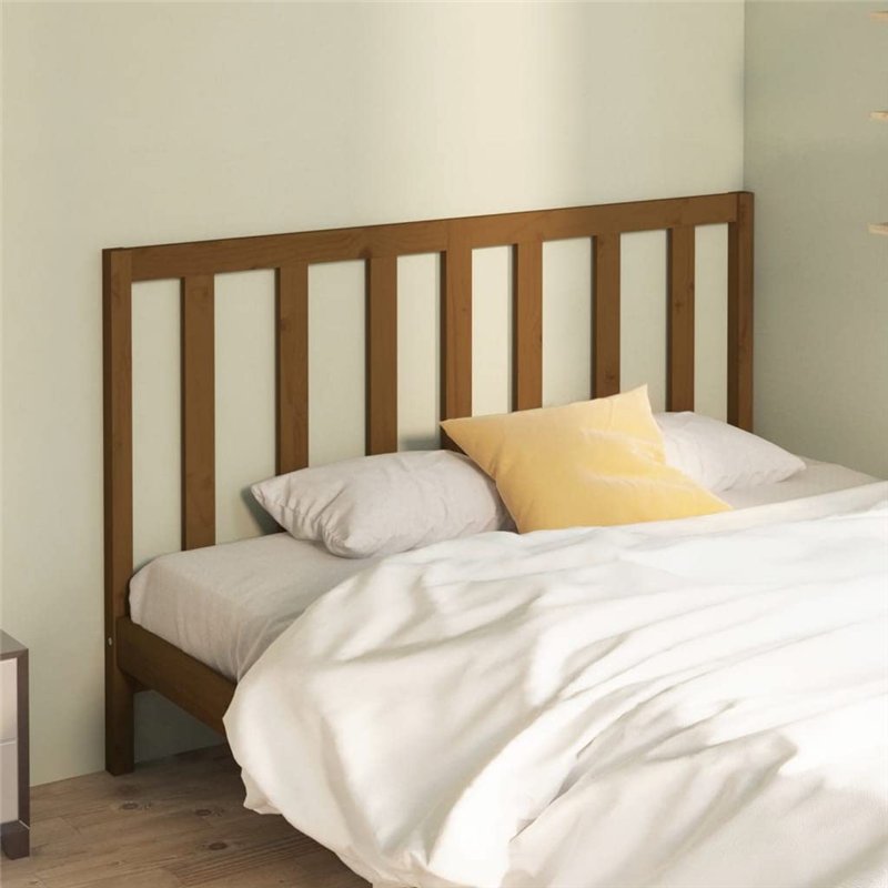 Image secondaire de vidaXL Tête de Lit Meuble de Chambre à Coucher Tête de Cadre de Lit Accessoire de Lit Double Intérieur Marron Miel 166x4x100 cm