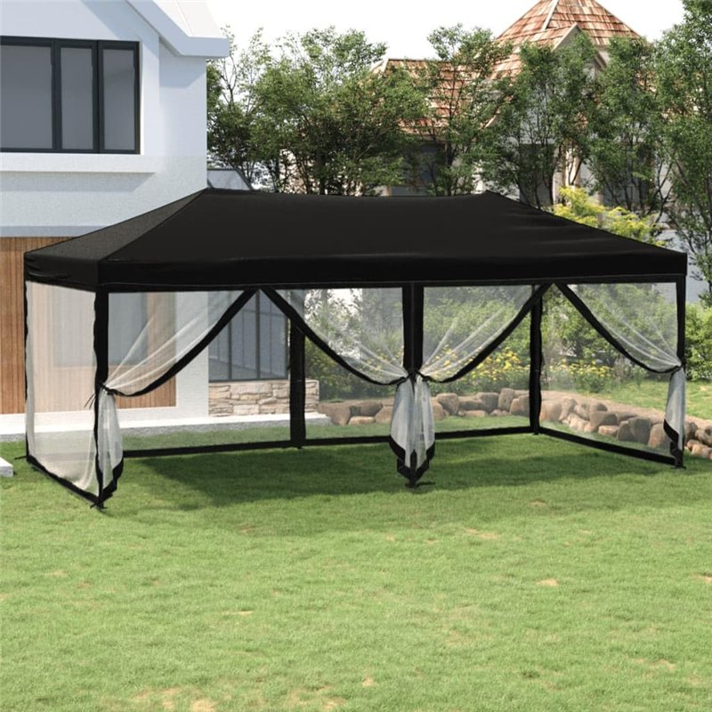 Image secondaire de Tente de réception pliable avec parois Noir 3x6 m