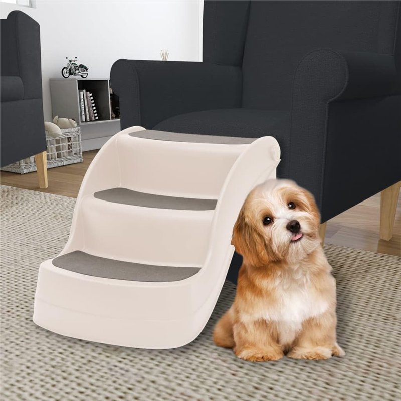 Image secondaire de vidaXL Escalier Pliable 3 Marches pour Chien Crème 50x38x38 cm Échelle Voiture
