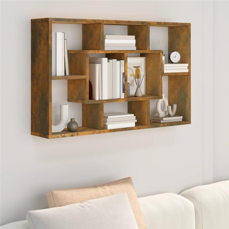Image secondaire de vidaXL Mensola a Muro Rovere Fumo 85x16x52,5 cm in Legno Multistrato