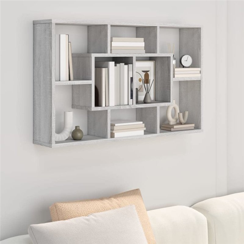 Image secondaire de vidaXL Mensola a Muro Grigio Sonoma 85x16x52,5 cm in Legno Multistrato