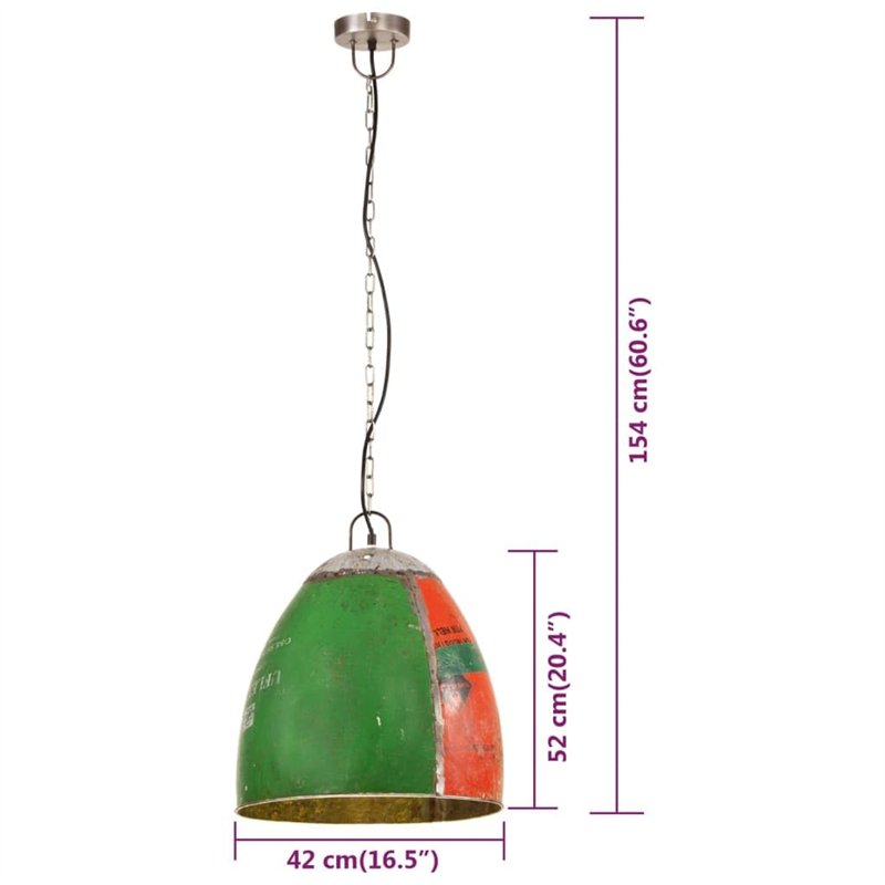 Image secondaire de vidaXL Lampe Suspendue Industrielle Lustre Plafonnier Luminaire Éclairage de Salon Salle à Manger Chambre 25 W Multicolore Ronde