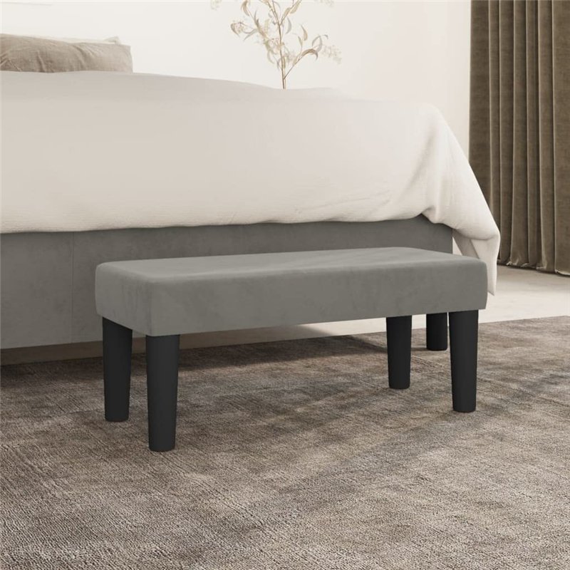 Image secondaire de vidaXL Banc Ottoman Banquette Rembourré Banc de Lit Banc d'Entrée Chambre à Coucher Salon Couloir Intérieur Gris Clair 70x30x30