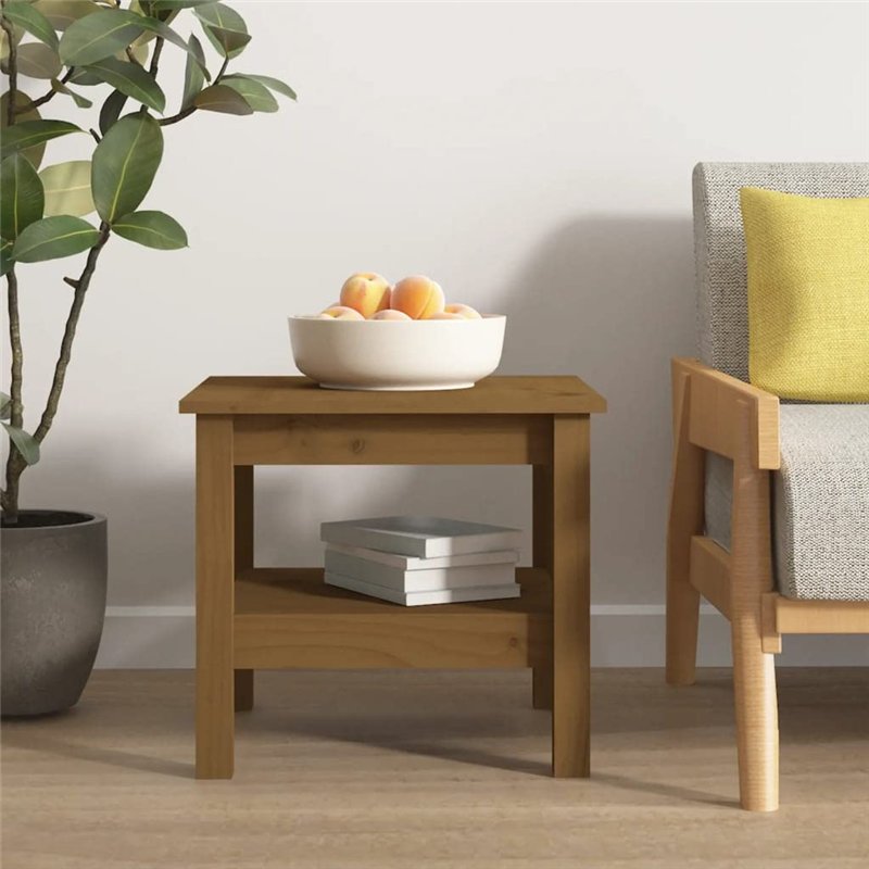 Image secondaire de vidaXL Tavolino da Salotto Miele 45x45x40 cm Legno Massello di Pino