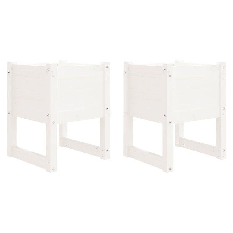 vidaXL 2X Jardinières Pots de Fleurs de Jardin Bacs à Fleurs Lits Surélevés Terrasse Balcon Patio Extérieur Blanc 40x40x52,5 cm