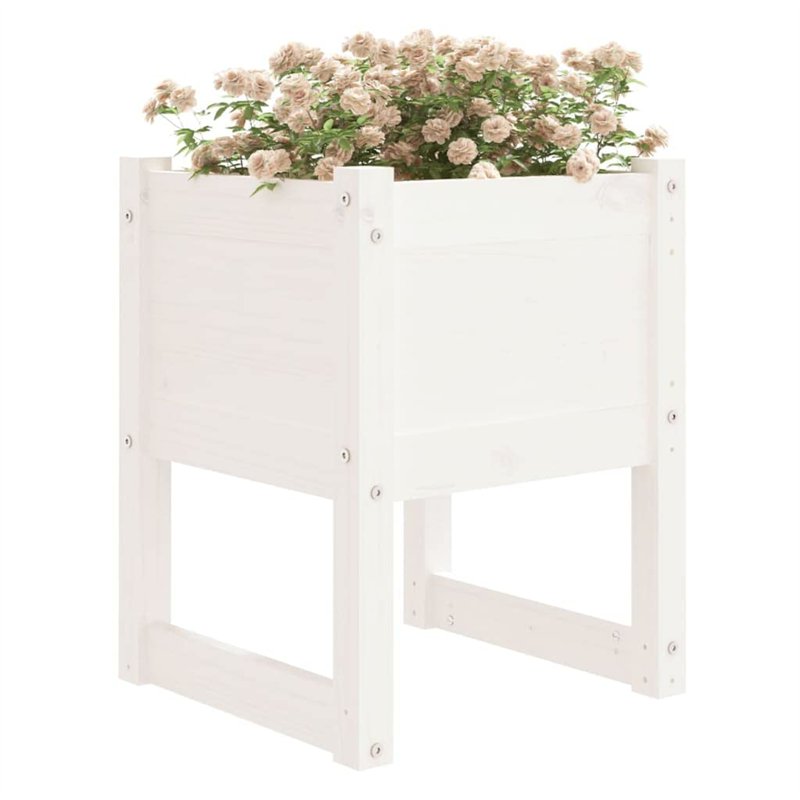 Image secondaire de vidaXL 2X Jardinières Pots de Fleurs de Jardin Bacs à Fleurs Lits Surélevés Terrasse Balcon Patio Extérieur Blanc 40x40x52,5 cm