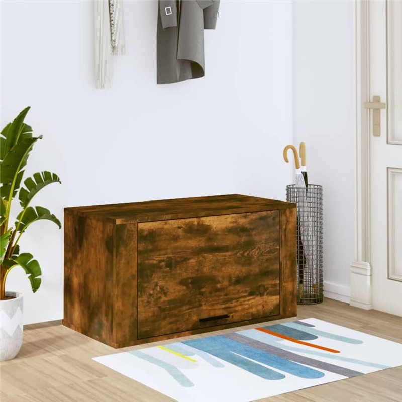 Image secondaire de Armoire à chaussures murale Chêne fumé 70x35x38 cm Bois de Pin